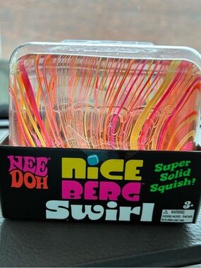NWT Needoh Nice Berg Swirl Super Solid Squish. Pink, Orange, Yellow. Jumbo size